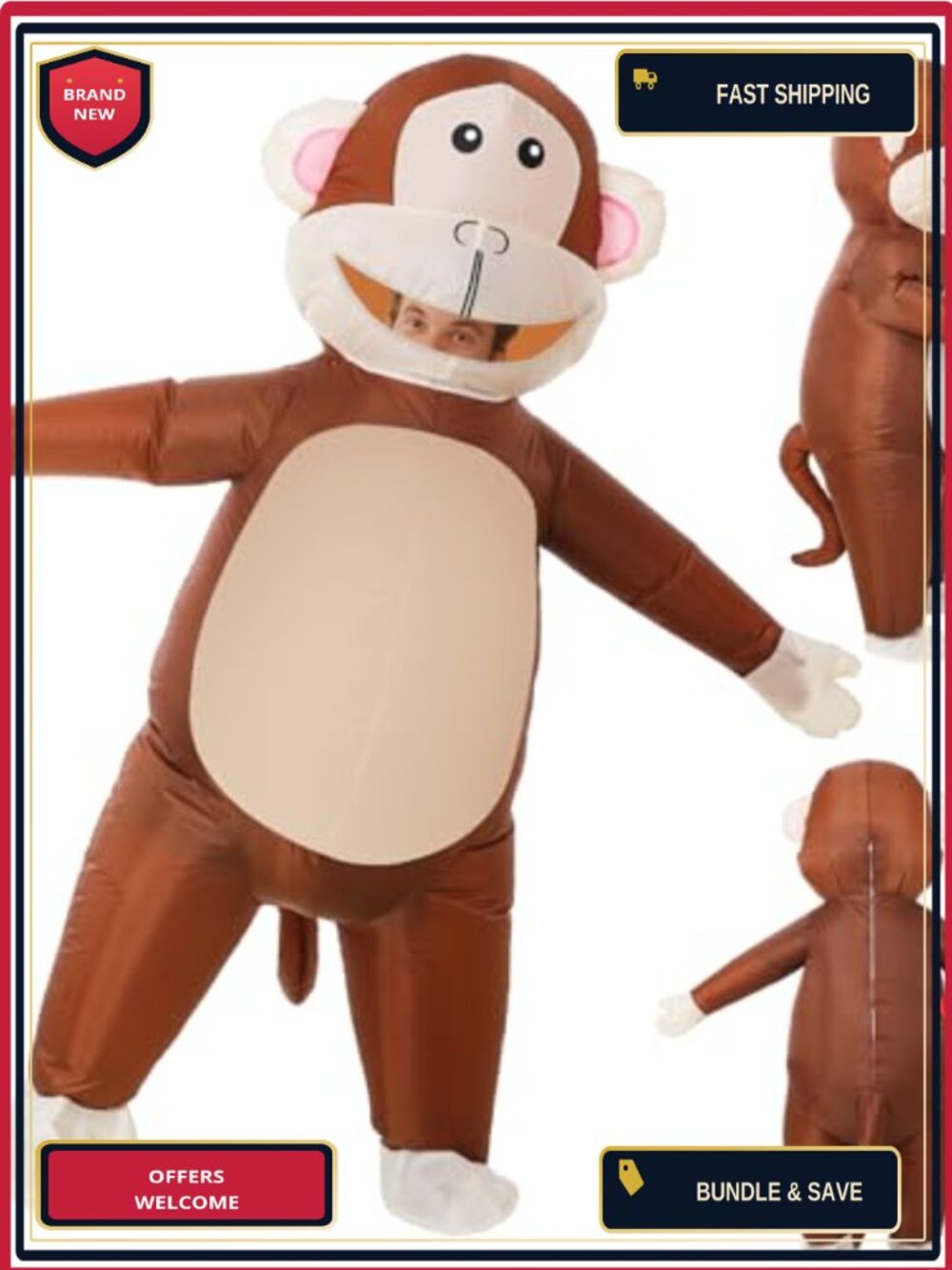 Inflatable Monkey Costume Adult Blow Up Suit Halloween Cosplay Party